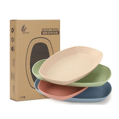 China Unbreakable Wheat Straw Dish Plates 11.6inch 4-Pack BPA Free Viable Degradable Light Weight Dinner Dishes for sale