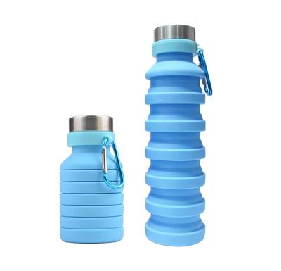 China Durable Portable Outdoor Collapsible Reusable Silicone Leak Proof Collapsible Silicone Sports Water Bottle For Travel Gym Camping Hiking for sale