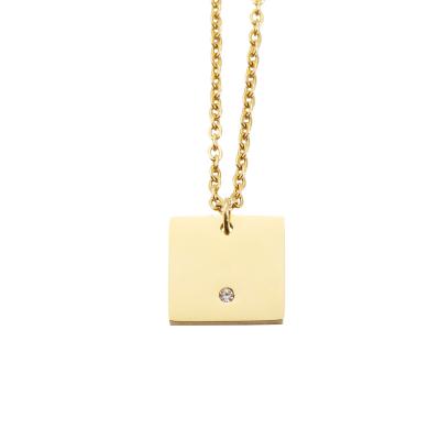 China Wholesale casual/sporty simple stainless steel geometirc pendant necklace personalized square zirconia necklace for sale