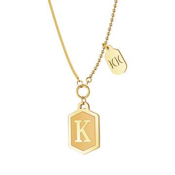 China Original Fashion 316L Stainless Steel Letter K Necklace 14k Gold Plated Pendant Necklace for sale