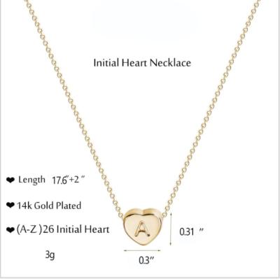 China A-Z Wholesale Casual/Sports Delicate Initial Heart Fishing Factory Necklace Copper English Pendant Necklace for sale