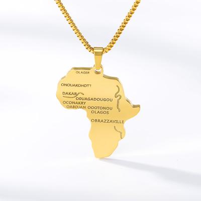 China Hiphop Africa Map Gold Pendant Necklace For Women Mens Fashion Hip Hop Pendant Necklace Jewelry for sale