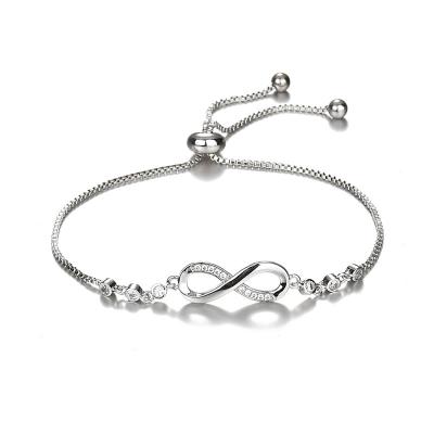 China As Picture Fashion Minimalist Bracelet Silver Color 8 Word Bracelet For Women for sale