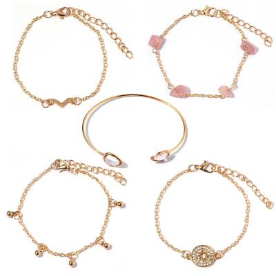 China BOHEMIA Stone Metal Chain Link Multilayer Bracelet for sale