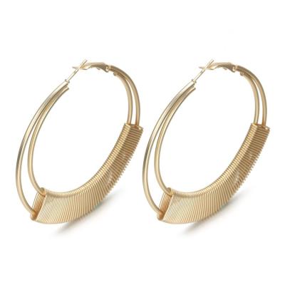 China New Trendy Simple Metal Circle Earrings Gold Silver Charm Drop Dangle Earrings For Women Jewelry for sale