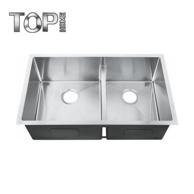 China Without Faucet 32 ​​Inch Double Bowl Undermount Modern Stainless Steel Kitchen Sinks for sale