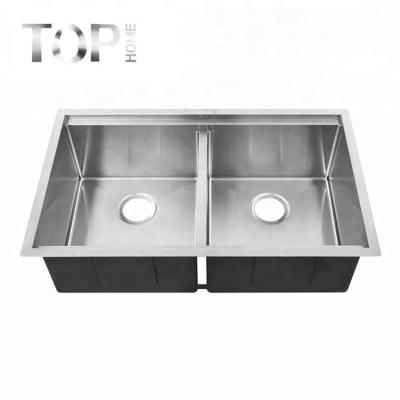 China Without Faucet Quick Quote Stainless Steel Under Double Mount Kitchen Sink for sale