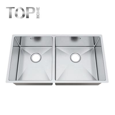 China Without Faucet American Standard High Grade Double Bowl Stainless Steel Kitchen Sink for sale