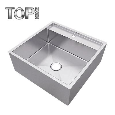 China Modern Custom Single Bowl Rectangular Stainless Steel Countertop Sink for sale