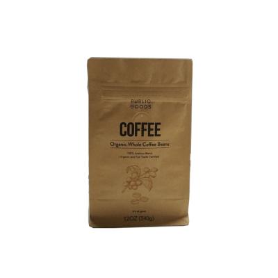 China Moisture Proof 340g Kraft Paper Coffee Stand Up Bags Food Packaging Pouch for sale