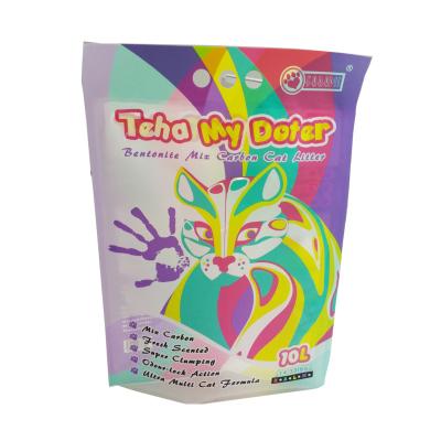 中国 Moisture Proof Block Bottom Cat Litter Bag With Hand Grip Pocket 販売のため