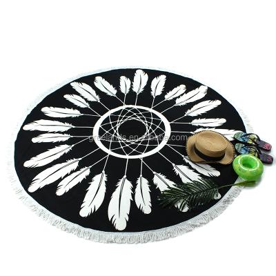 China Repellent Beach Mandala Towels Picnic Blanket, Round Compressed Sand Beach Blanket Towel for Yoga Exercise Fitness Pilates Home Gym Train for sale