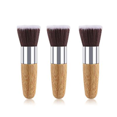 China Single Handle Bamboo Flat Brush Flat Brush Makeup Brush Foundation Beauty Tool Flat Head Makeup Brush for sale