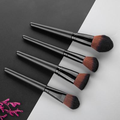 China Angular Blush 4 Pcs Loose Powder Brush Concealer Blush Brush Black Handle Makeup Set Brush for sale