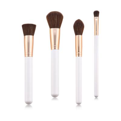 China Gold White Wooden Tube Smudge Brush 4pcs Handle Tools Cosmetic Eyeshadow Powder Smudge Make Up Brush Set for sale