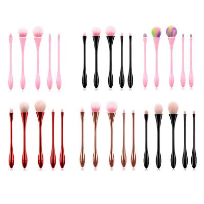 China Small Size Spot Brush 5pcs Pink Black Rose Gold Powder Face Makeup Brushes Beauty Tools for sale