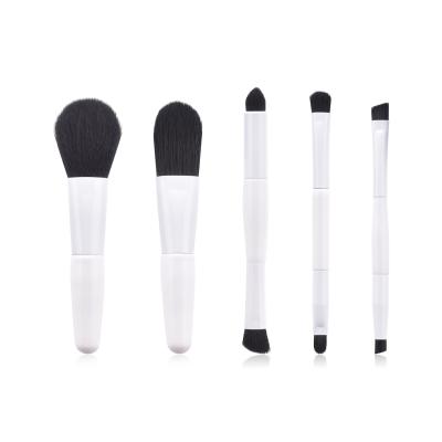 China Angular Blush Makeup Brush Set 5pcs Makeup Tools Foundation Beauty Makeup Brush Portable White Make Up Brush for sale