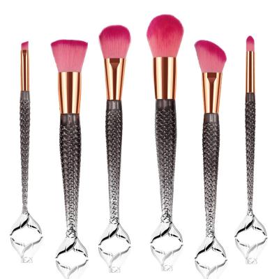 China Angular Blush 6pcs Mermaid Fish Tails Large Loose Powder Brush Beauty Tools for sale