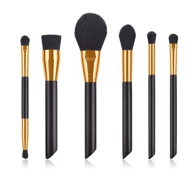 China 6pcs Black Gold Handle Pearlescent Beauty Smudge Brush Set Makeup Brushes Without Logo for sale