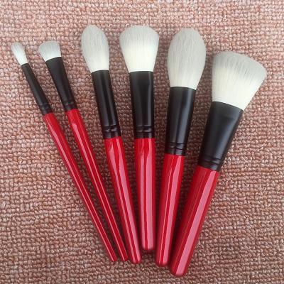 China Angular blush factory no logo/Private Logo Edition Makeup Brush New Japanese Geisha 6pcs Red Handle Super Soft Limited for sale