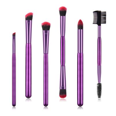 China Angular Blush Brush 6pcs Makeup Set Purple Eye Makeup Brushes Soft Synthetic Hair Make Up Brush for sale