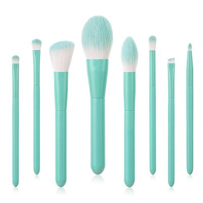 China Angular Blush 8pcs Macaron Color Fruit Beauty Tool Loose Powder Brush Eye Sweep Wooden Handle Makeup Brush Set for sale