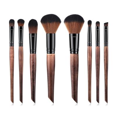 China Angular Blush Makeup Tools 8pcs Loosen Oblique Powder Brush Eyeshadow Brush Tail Handle Makeup Brushes With Bag for sale