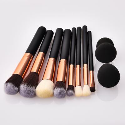 China Brushes Logo Natural Black Handle Makeup Custom Makeup Brush 8pcs Amazon Smudge Brush Set With Makeup Sponge for sale