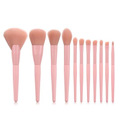 China Angular Blush Pink 11pcs Personalized Set Beauty Tools Loose Powder Highlighter Bar Makeup Brushes for sale