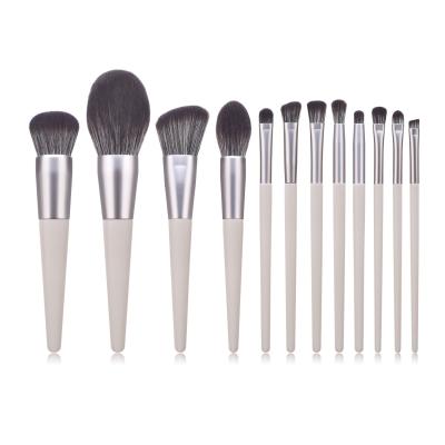 China Angular Blush Bunny 12pcs Gray Functional Brush Set For Face Makeup Brushes for sale