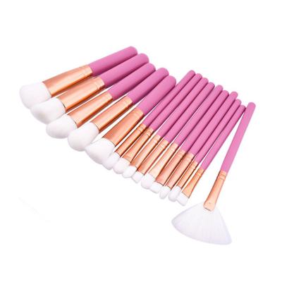 China Angular Blush Cruelty Vegan Free Makeup Brushes Private Label Custom LOGO 15pcs Pink Foundation Makeup Brush Set for sale