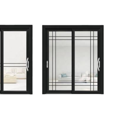 China Tempered Glass Partition Aluminum Frame Modern Design Heat Insulation Double Cavity Front Sliding Glass Door for sale