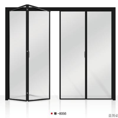 China Hot Selling Simple Design Modern Aluminum Sectional Glass Glass Bifold Folding Up Door for sale