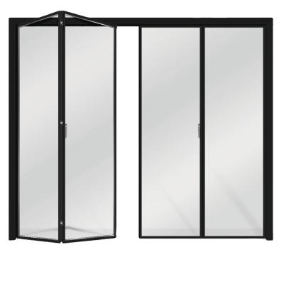 China Modern Contemporary Cavity Sound Insulation Customized Glass Frame Less Aluminum Folding Glass Doors for sale