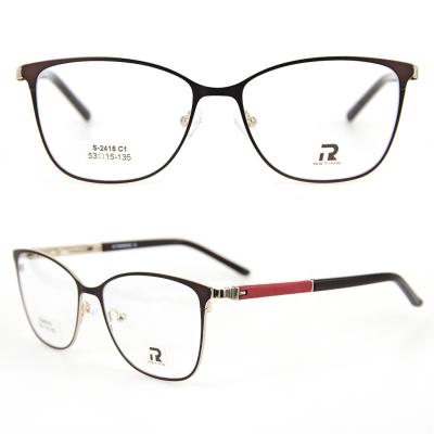 China Stylish With Fashion Metal Stainless Steel Tone Butterfly Leather Optical Frames Both for sale