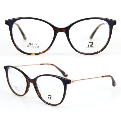 China Elegant Butterfly Round Custom Acetate With Metal Woman Optical Frames Nits for sale