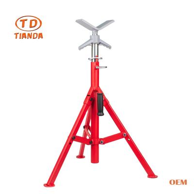 China Hardware Tools TIANDA 0.5-12 Inch V-shape Plate Steel Pipe Vise Stand Heavy Duty Stainless Steel Pipe Stand Vise Head Adjustable Size 28-52 Inch for sale