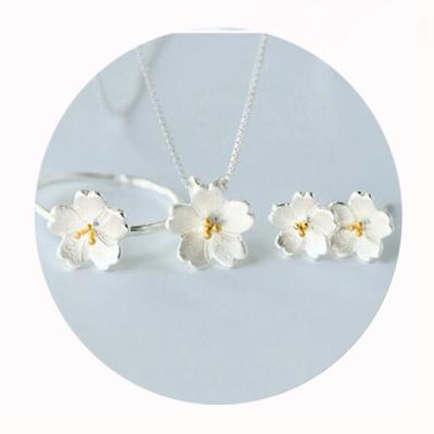 China CLASSIC 925 Sterling Silver Flower Necklace Clavicle Necklace Luxury Pendant Chain Necklace Fine Jewelry Sets for sale