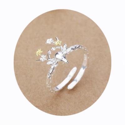 China Woman Fashion FASHION Sparkly And Translucent Zircon Embellished Beautiful Deer Antler Rings for sale