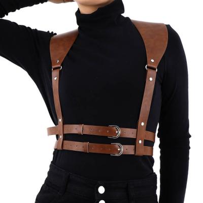 China Leather Body Chest Chest Harness PU Leather Harness Women Cage Restraint Belt Gothic Punk BDSM Bondage Belt for sale