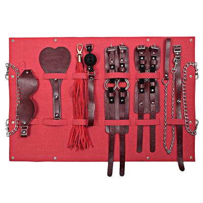 China SM Vocational Training Esposas Bdsm Restraints Leather Bondage Bag Bondage Kits 8 Pcs Bondage Sets for sale