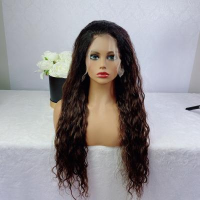 China Jerry Curl Ombre 1b/4 100% Full Lace Human Hair Wigs HD Texture Hair Wigs 200% Chocolate Brown Curly Full Lace Wigs for sale