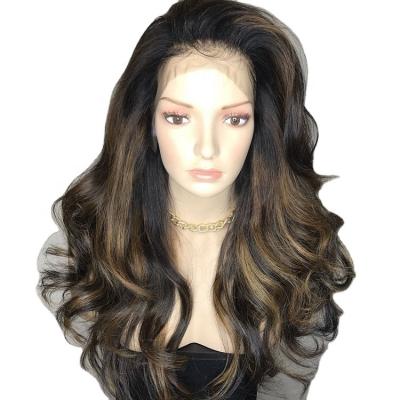 China Super Wave InvisHair Highlight With Gradient Lace Front Wigs Natural Indian Remy Human Hair 5x5 Lace Closure Hair Wig for sale