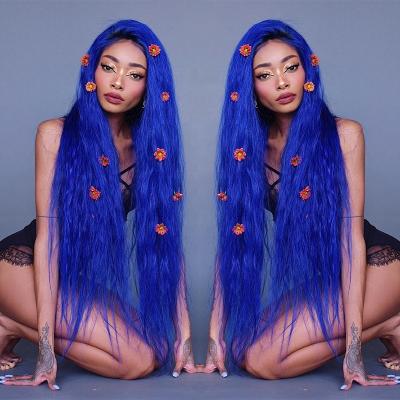 China InvisHair Super Blue Sapphire Lace Front Wigs 360 Wave Wave Wig With Baby Hair Brazilian Hair Colored Lace Front Lead Wig for sale