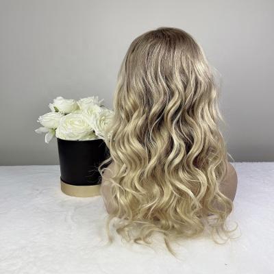 China Colored Body Wave Wigs 613 Rooted 4 European Highlight 10/613 Blonde HD Lace Wig Balayage Wigs Brown for sale