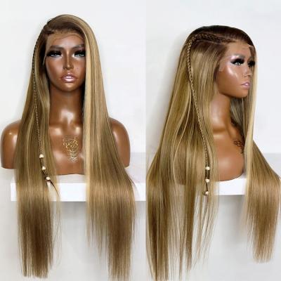 China InvisHair Balayage Silky Straight Color Wave Lace Front Wigs Brazilian Lace Front Wigs 13*6 Braided Silk Straight 13*6 for sale