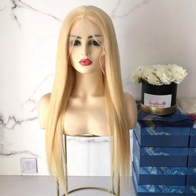 China Luxurious 100% Lace Front Wig #613 Silky Straight Blonde Hair Full Lace Wigs Customized Balayage Color Wig Available for sale