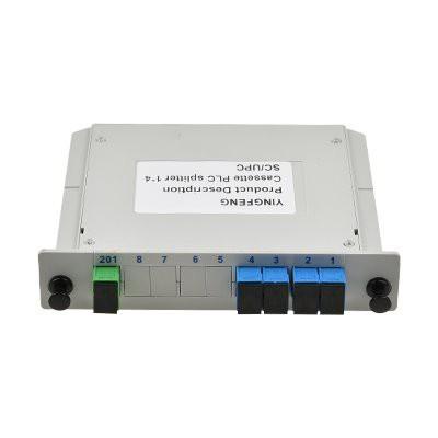 China Fiber Optic Splitter 1X4 Cassette Type Splitter With SC/APC SC/UPC Connector for sale