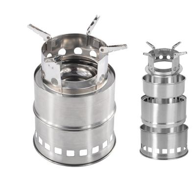 China New Stainless Steel Safety Stove Lightweight Camping Alcohol Stove Outdoor Portable Wood Firewood Oven for sale