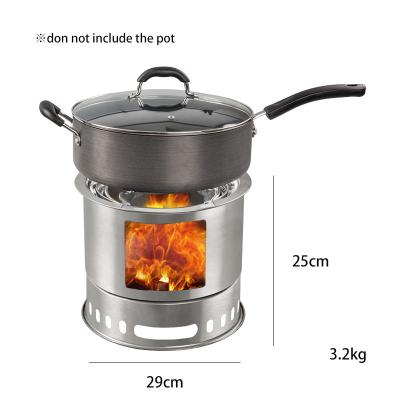 China New High Strength 4 IN 1 Carbon Steel Multifunctional Outdoor Camping Wood Stove Set Portable Burning Stove For Cooking Picnic BBQ for sale